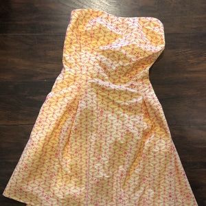 Lilly Pulitzer Yellow and pink strapless dress